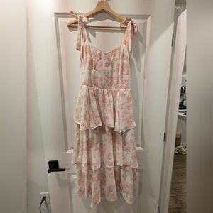 Altar'd State Blush Floral Tiered Dress